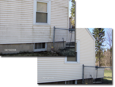 Low Pressure Power Washing -  House Siding Before & After